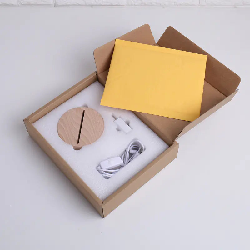 Wooden LED Night Light with Lucky Cat Design