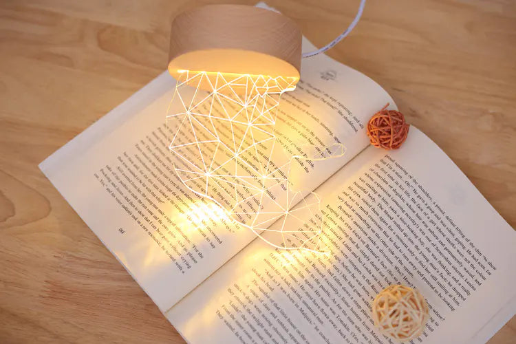 Wooden LED Night Light with Lucky Cat Design