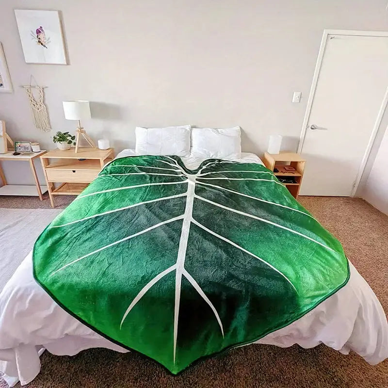 Leaf-Shaped Flannel Blanket